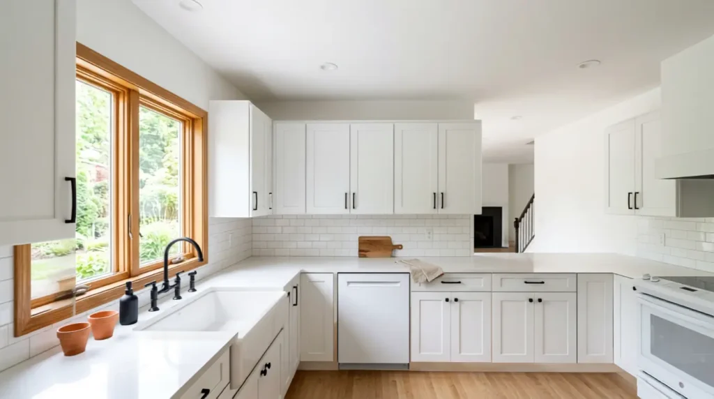 Bare gap above kitchen cabinets before adding decor