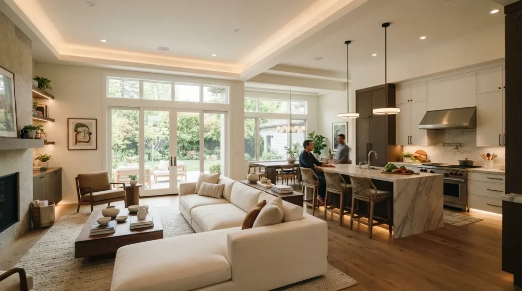 Multiple rooms in a home fitted with discreet smart home technology
