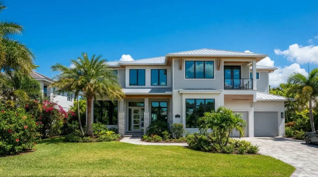 Hurricane impact windows installed on a modern Florida home exterior