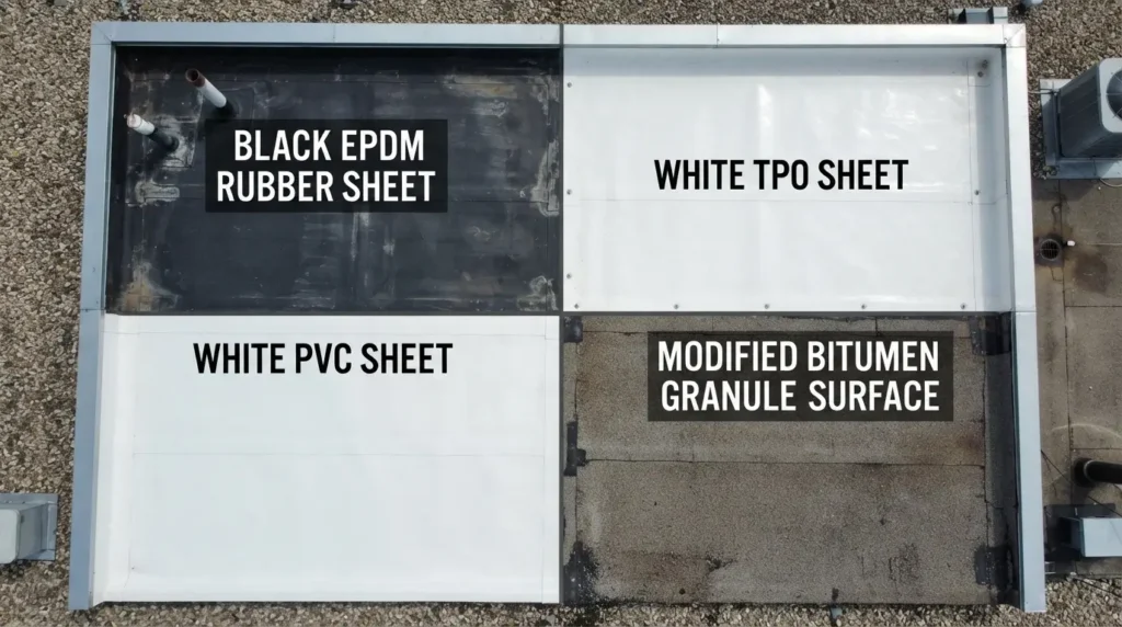 EPDM TPO PVC flat roof membrane comparison