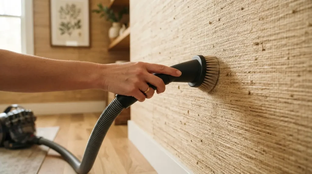  Soft brush vacuum attachment cleaning dust off grasscloth wallpaper