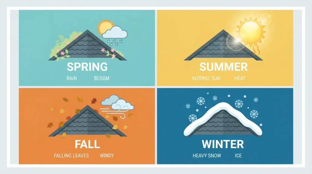 Seasonal flat roof maintenance calendar infographic