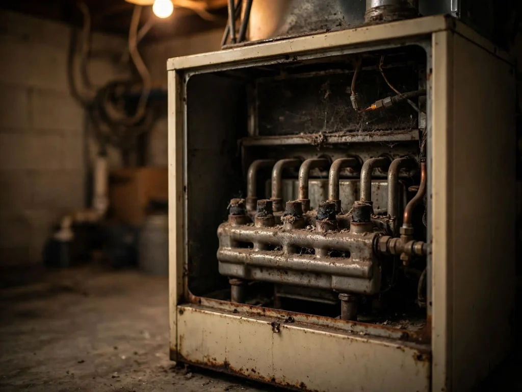 Aging furnace interior showing wear that signals it needs replacing
