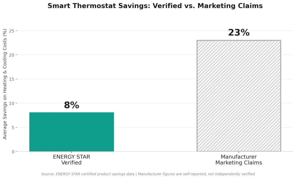 Chart comparing verified Energy Star savings vs manufacturer claims
