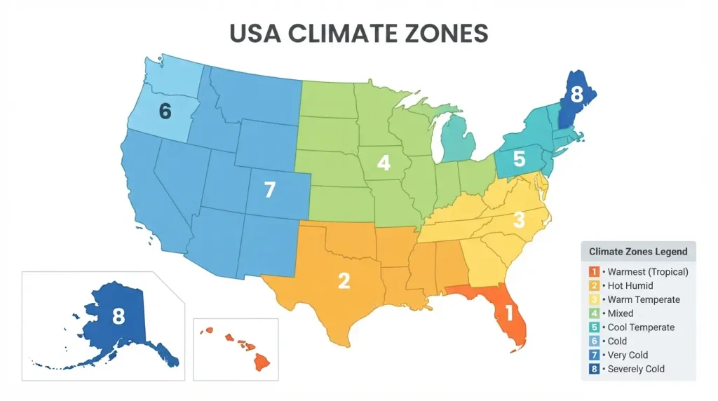 US Department of Energy climate zone map for home insulation R-value